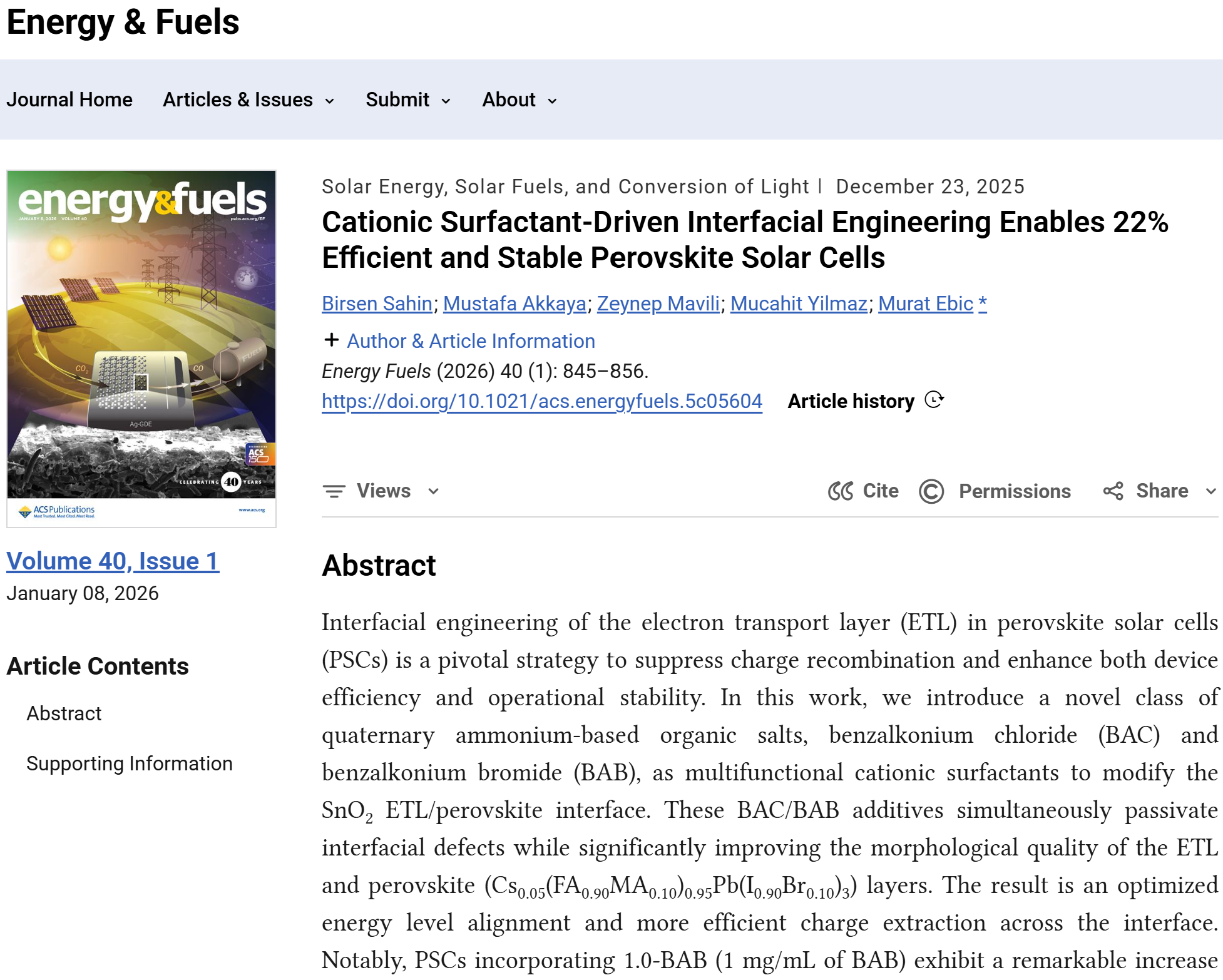 Cationic surfactant-driven interfacial engineering enables 22% efficient and etable perovskite solar cells